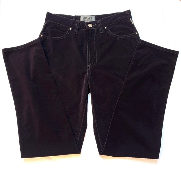 Auc Versace Vintage High Waist Black Velvet Medusa Head jeans - Picture 3 of 15